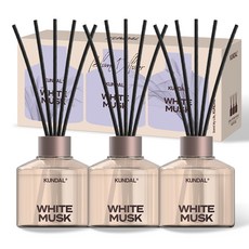 쿤달 퍼퓸 디퓨저 + 섬유스틱 세트, 화이트머스크, 200ml, 3개