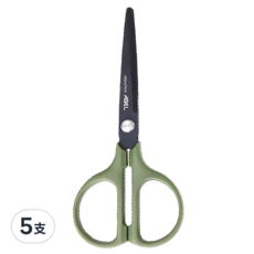 ABEL 力大牌 風格文書剪刀 氟素防沾黏 60065 6吋 軍綠色, 5支