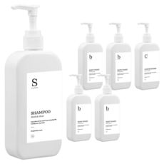 newnlook 浴室按壓瓶 廚房洗潔精補充瓶 一般白色壓頭 300ml x 3入 + G洗髮精 沐浴乳 潤髮乳 標籤 3件組, 2套, 白色