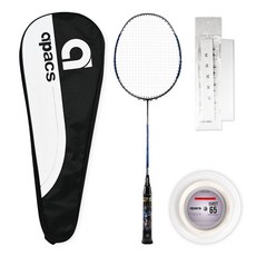 apacs Nano Fusion Speed 727選手用羽毛球拍 銀藍色+線穿線+球拍套 隨機出貨+握把組, 1套, APSR1045