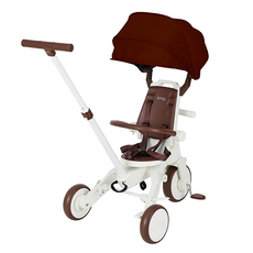 iimo 兒童三輪多功能手推車 紅色 安全護欄 遮陽篷 輕巧便攜, 1個