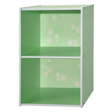 EASYHOME 花系列 兩層開放式彩色二格組合櫃, 綠色, 60 x 42 x 28.5cm