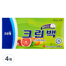 크린랩 크린백 25cm x 35cm, 중(M), 400개입, 4개
