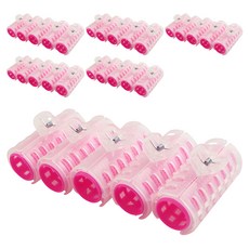 CHILSUNG 髮夾式髮捲 5入, 髮捲(粉紅色), 髮夾(透明), 6個