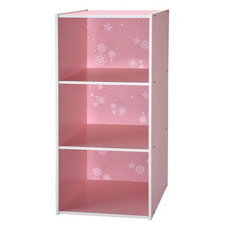 EASYHOME 花系列 三層三門收納櫃, 五色選擇, 粉色, 43 x 28.5 x 89cm