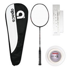 apacs Power Ston 330 選手用編織羽球拍 5U 黑紅色 + 含穿線 + 球拍套隨機出貨 + 握把布組, 1套, 單一商品