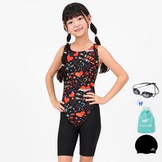 aquatica 女童室內五分泳裝 AQAJN101 + 選手用泳鏡套組