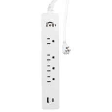 家中寶 防雷擊1開4座USB電源線 HBU33142, 白色, 1個, 1.2m