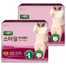 디펜드 여성용 스타일 언더웨어 성인기저귀 파워, 대형, 12개입, 2개