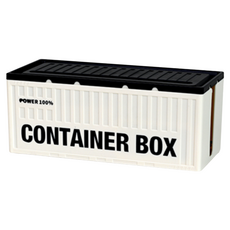 Livingway 貨櫃造型延長線電線收納盒, 奶油黑, 1個