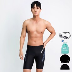 AQUATICA 男款5分泳褲 BBF01+耳塞+矽膠泳帽+泳鏡+泳具束口包