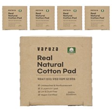 VARUZA 化妝棉 50x65 毫米 三層 無漂白劑 無螢光劑, 300片, 5盒
