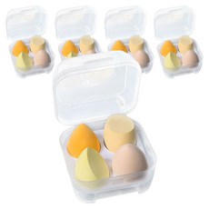 블루무역 에그 퍼프 4종 + 달걀 케이스, 오렌지, 5세트