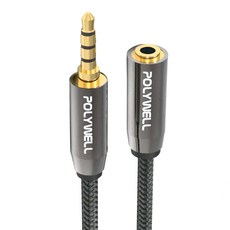 POLYWELL 寶利威爾 公對母 四極 3.5mm 立體聲麥克風音源延長線 3m, PW15-W52-B013, 黑色, 1條