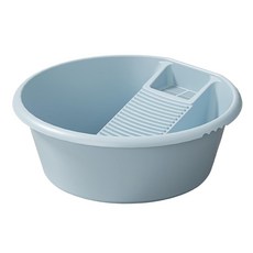 大圓款一體成型加厚多功能洗衣板水盆 加大加深 防滑穩固 堅固耐用, 藍色, 1個