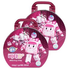 로보카폴리 유아용 비타D플러스 철캔 가방 복숭아맛 엠버 19.8g, 18정, 2개