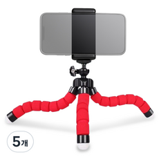리브에잇 고프로 휴대폰 거치 문어발 삼각대, 레드, 5개