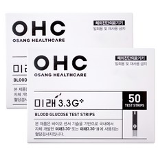 오상헬스케어 미래 3.3G 플러스 개인용 혈당검사지, 2개, 50개입