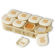 Bebesface 矽膠副食品冷凍分裝盒 多功能8格方塊組, 1套, 50ml, 混合色