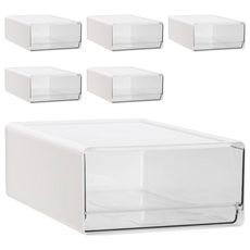 comet 家用透明抽屜多功能收納盒 大型, 白色, 6個