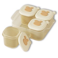 Bebesface 矽膠副食品冷凍分裝容器多功能方塊4格組, 1套, 50ml, 混合顏色