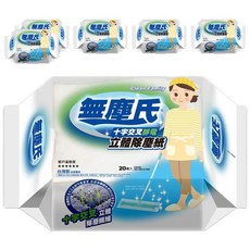 無塵氏 十字交叉靜電立體除塵紙 20枚入 適用於各式除塵拖把, 28.5 x 20cm, 6包