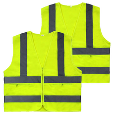 交通指揮員螢光安全背心, 2個, 螢光色