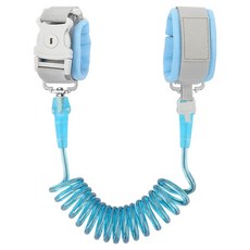 兒童防走失牽引繩 鑰匙款 反光 繩長1.5米 雙向魔術貼 登山級PP卡扣, 灰色 + 藍色, 1個