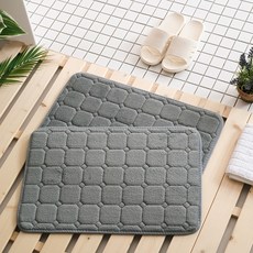 solve living 防滑浴室廁所超細纖維記憶棉地墊 2件組, 圓點灰色