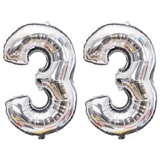 生活King 數字造型氣球 錫箔氣球 氣球佈置 32吋 10款任選 [效期可用], 銀色, 2個