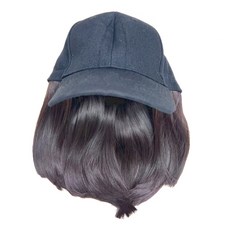 魔髮樂 帽子假髮 棒球帽 + 短髮 頭髮長度21CM 178克, 黑棕色, 1個