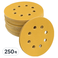 O-ON 8孔圓形80目金色砂紙 125mm, 250個