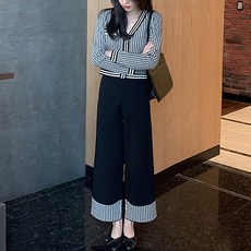 ViVEMO 時尚格紋拼色針織兩件式套裝 00286