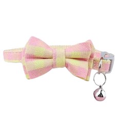 寵物項圈 20~30 x 1cm 可愛, 粉黃格子, 1個