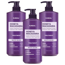 쿤달 허니 앤드 마카다미아 헤어 트리트먼트 화이트머스크향, 1.058L, 3개