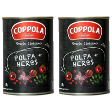 COPPOLA 柯波拉 天然無鹽蘿勒切丁蕃茄基底醬 義大利原產 無麩質 植物五辛素可食, 400g, 2罐