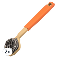PEONIST 長柄矽膠去污清潔刷, 橘色, 2個