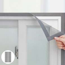 QUECHUNG 一般防蟲紗窗 灰色+灰色魔鬼氈+排水孔防蟲網30片, 1套