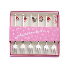 聖誕節甜點叉 6入組, 銀, 1套