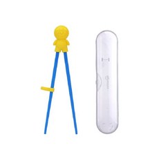 sillymann 100%鉑金矽膠兒童左右手學習筷 Set, 天然無毒材質，附防塵筷子保存盒, 藍色, 1組