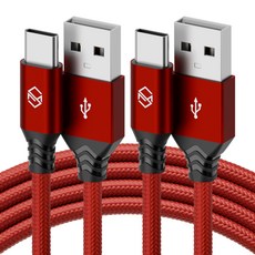 신지모루 USB-C 타입 더치 패브릭 케이블, 1m, 레드, 2개