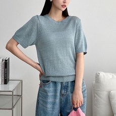 女款透氣簡約基本款Seoden圓領短袖針織衫