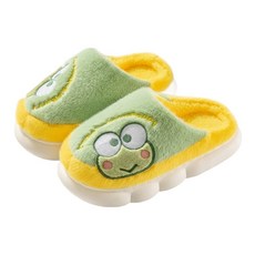 大眼蛙 柔軟毛絨防滑厚底保暖包頭室內親子拖鞋, 30~31