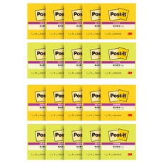 포스트잇 강한점착용 노트 654 메모지, 그리움노랑 + 쌔싹그린, 20개