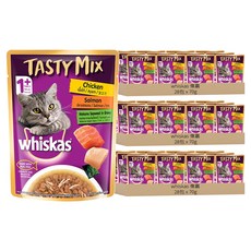 whiskas 偉嘉 什錦珍味妙鮮包 貓主食餐包, 雞肉 + 鮭魚 + 海藻湯汁, 70g, 84包