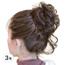 하이유니 애교 똥머리 가발 헤어피스, 3개, 라이트브라운