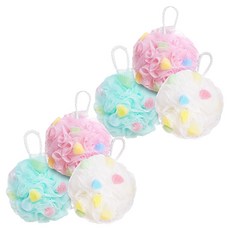 Livemore 泡泡海綿沐浴球3件組, 2套, 白色 + 粉紅色 + 藍色