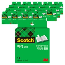 3M Scotch 神奇玻璃紙膠帶 810 補充包 18mm x 15m, 單一顏色, 20個