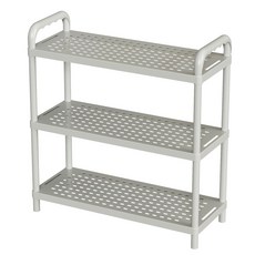 하비티 다용도 수납 선반 신발장 3단, 그레이, 1개