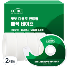comet 多用途神奇膠帶全配包 5入 + 膠帶台組合, 2套, 半透明